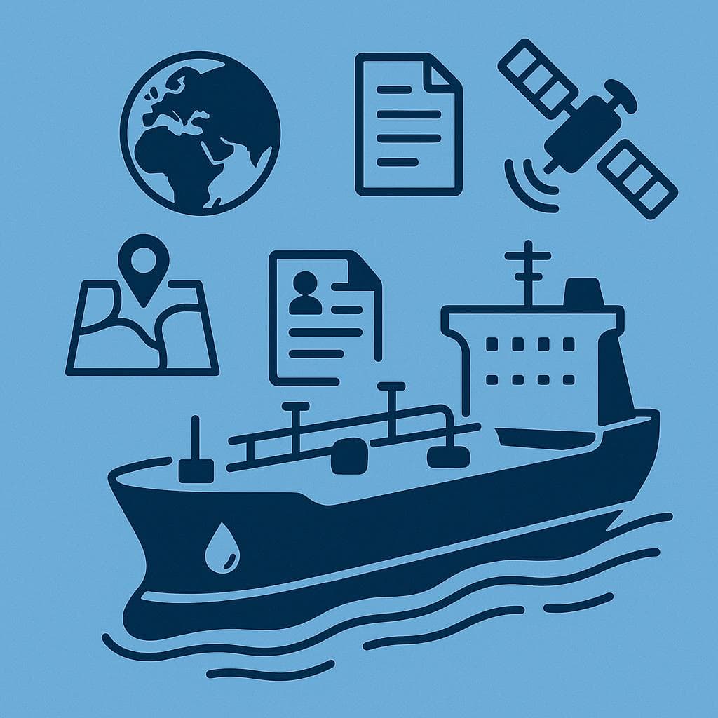 Global marine oil transport illustration